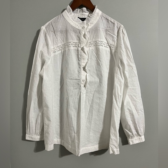 Lane Bryant Tops - Lane Bryant White Ruffled Long Sleeve Blouse
